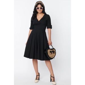 Unique Vintage Black Delores Swing Dress Medium